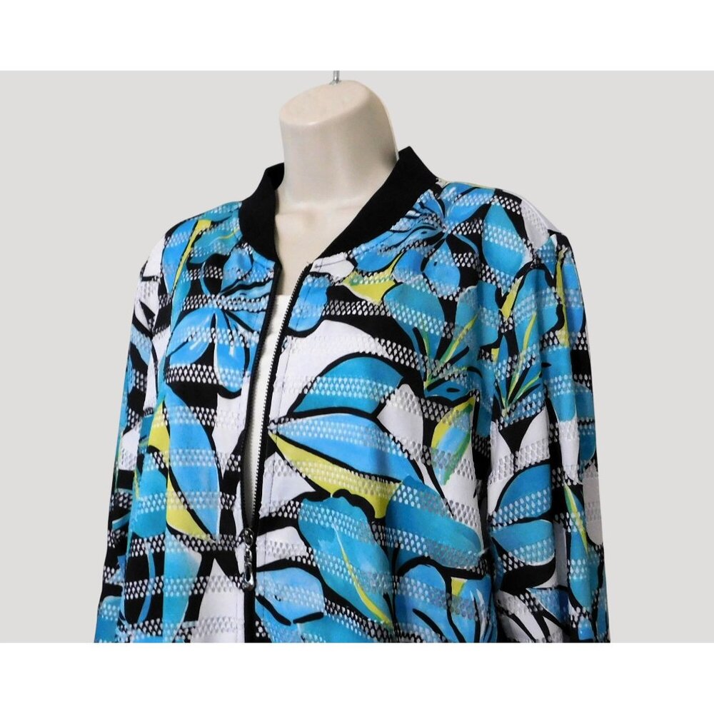 Alfred Dunner Play Date Jacket Womens Size 16 Multicolor Floral Zips Lightweight - Picture 2 of 8